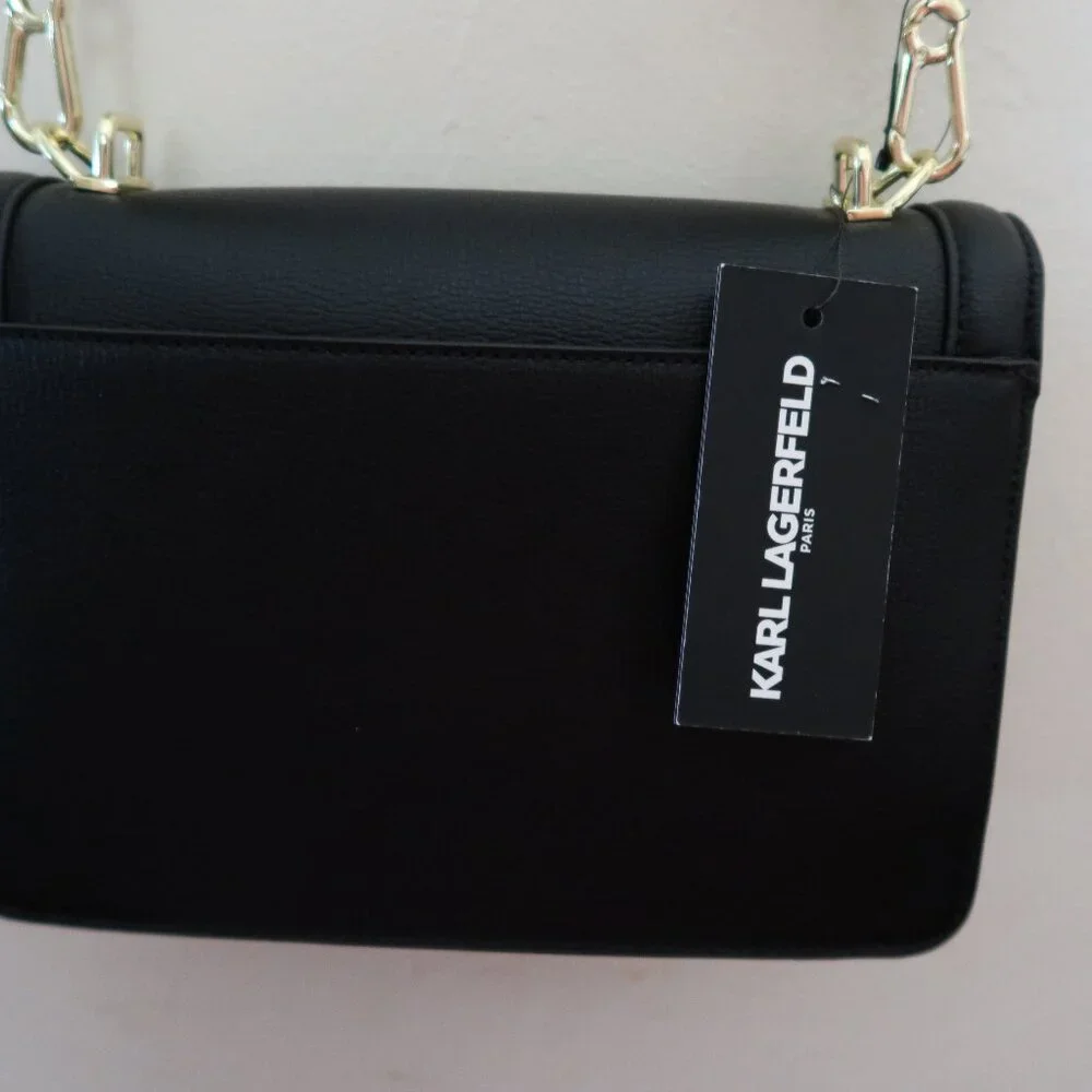 Karl Lagerfeld Paris Simone Small Leather Crossbody Black No Handle - Picture 12 of 12